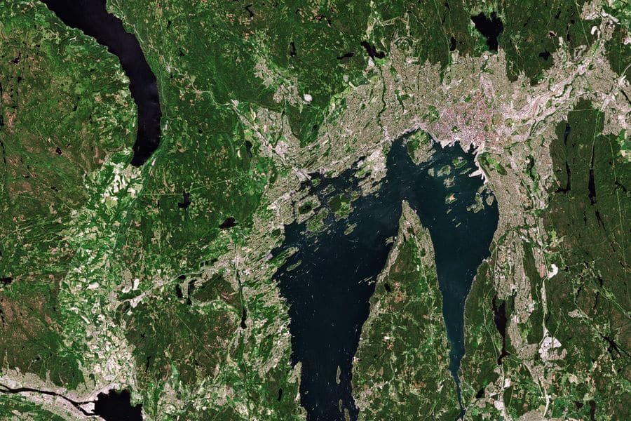 Sentinel-2 satellite image of the Oslo fjord